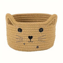 Bohemian Cat Face Woven Cotton Fabric Storage Baskets, Versatile Organizer For Bedroom Living Room Office Desk Sundries Sorting