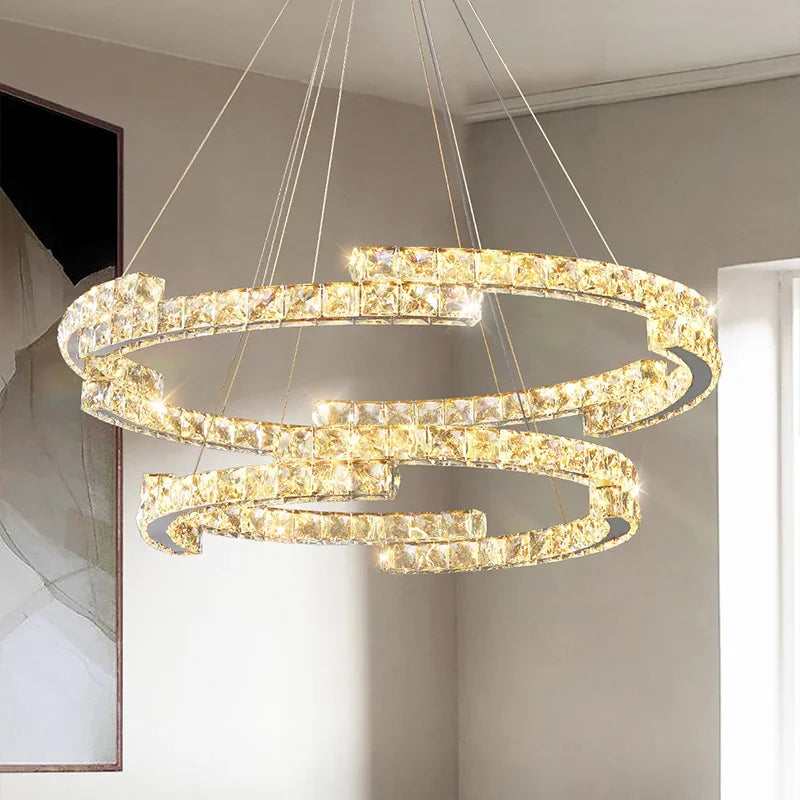 lustre moderne à led en cristal design élégant pour intérieur - vue 4 sur 13