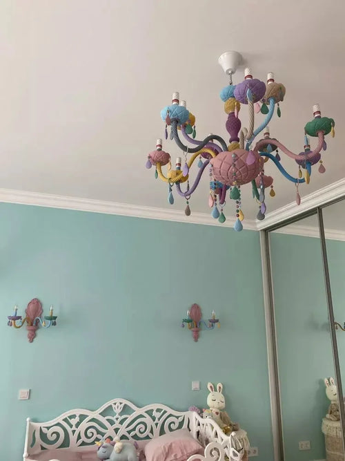 lustre cristal bougie deco intérieur led suspendue - vue 11 sur 13