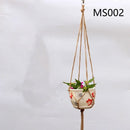 panier suspendu en corde de chanvre pour plantes décoratives