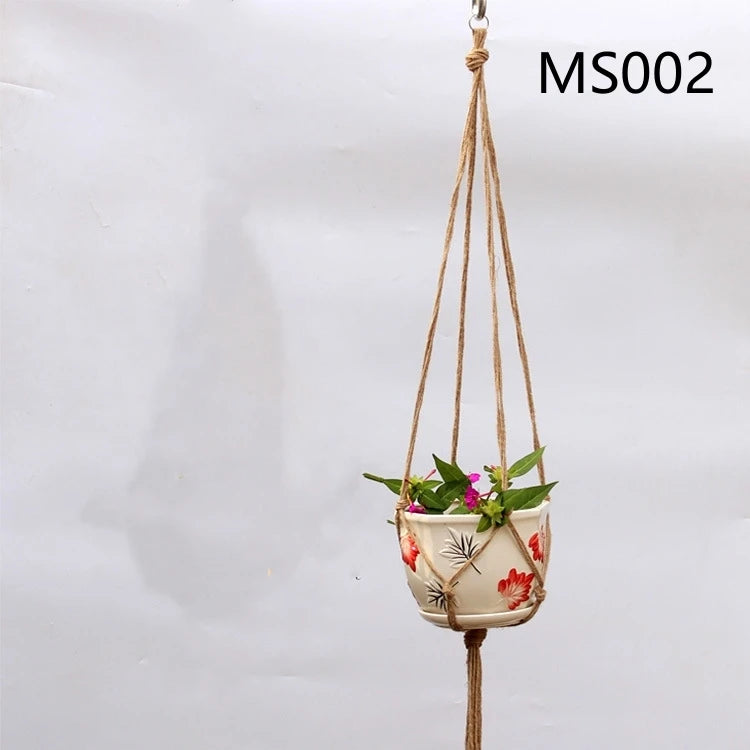 panier suspendu en corde de chanvre pour plantes décoratives - vue 13 sur 16