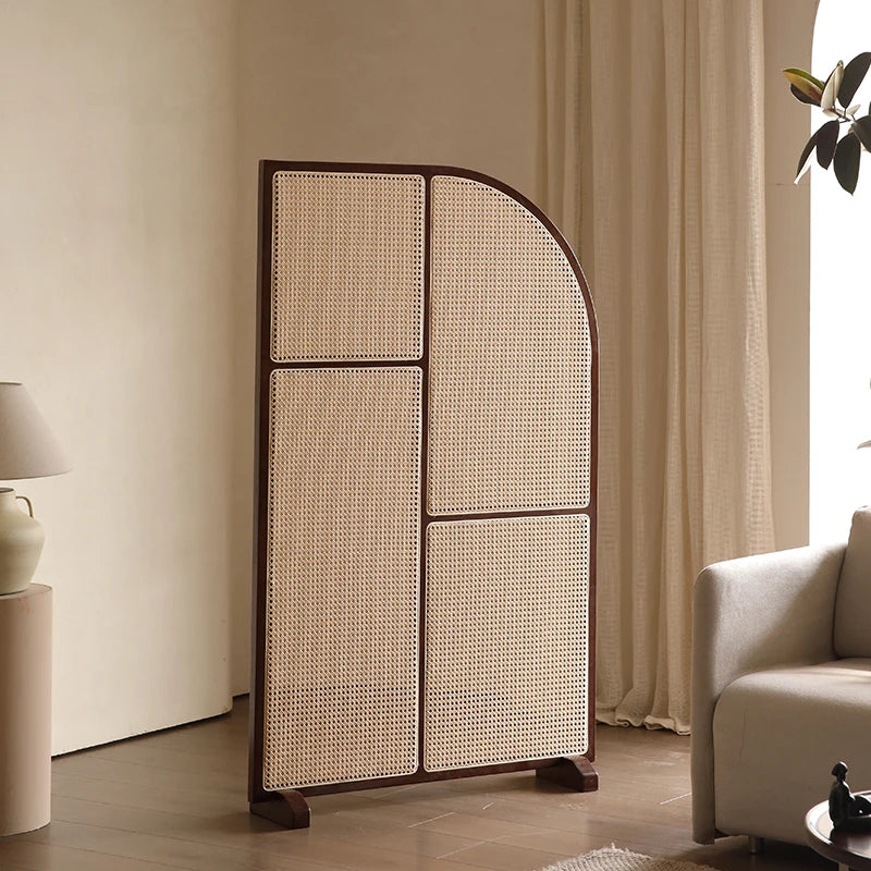 Japanese-style solid wood rattan screen partition is opposite the door to the home, living room entrance is blocked, and mobile - vue 25 sur 29