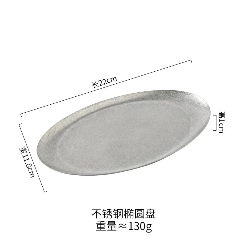 Assiette plate vintage acier inox style industriel camping