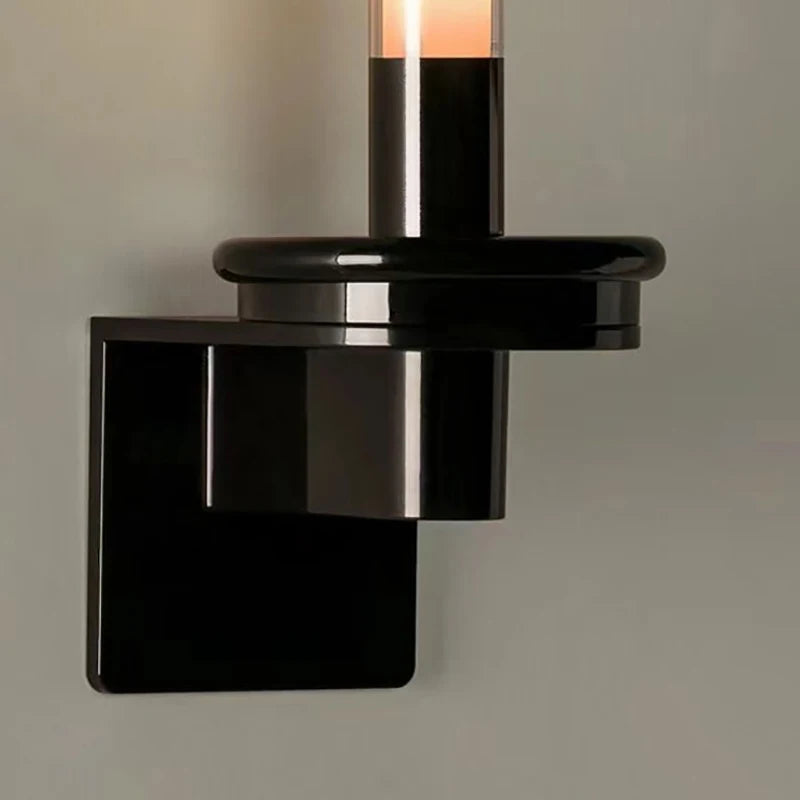 Applique murale en verre transparent et métal noir - vue 7 sur 7
