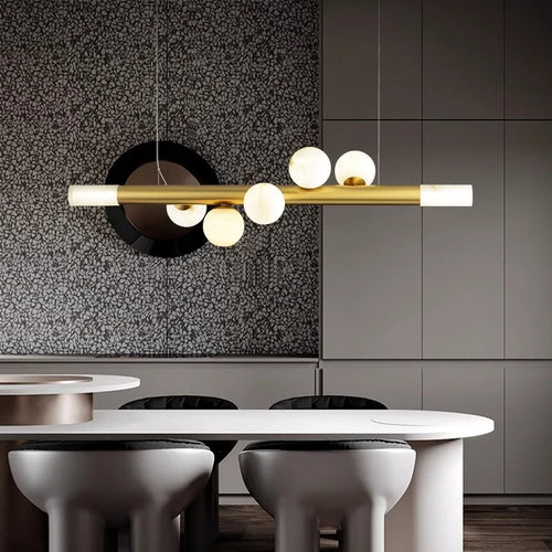 lustre de bar long et luxueux en marbre véritable post-moderne