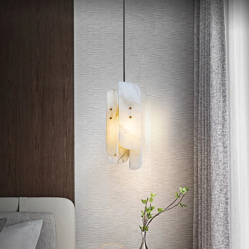 lampe suspendue en marbre avec fil de cuivre réglable 	 style