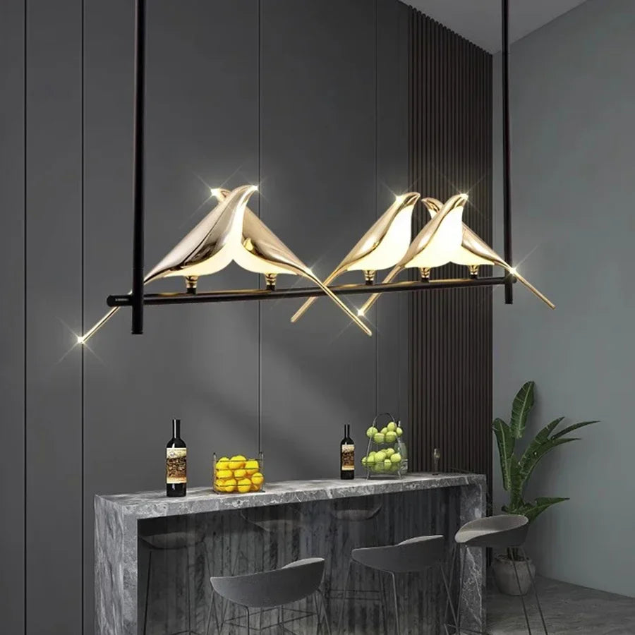 lustre led 	 art oiseau loft originalité décoration - vue 3 sur 18