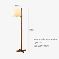 lampe de sol en bois massif abat-jour tissu nordique décoration intérieure