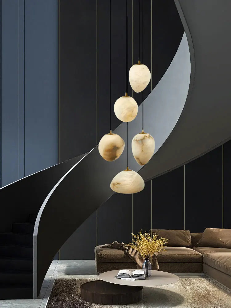 lustre suspendu en marbre géométrique design moderne pour intérieur - vue 9 sur 12