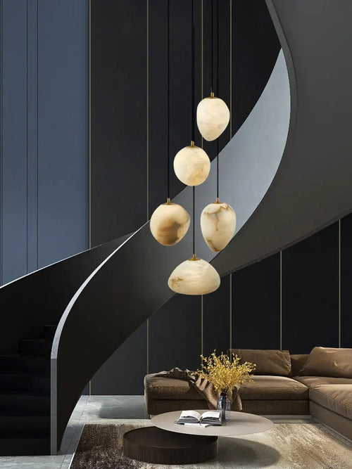 lustre suspendu en marbre géométrique pour éclairage moderne - vue 10 sur 12