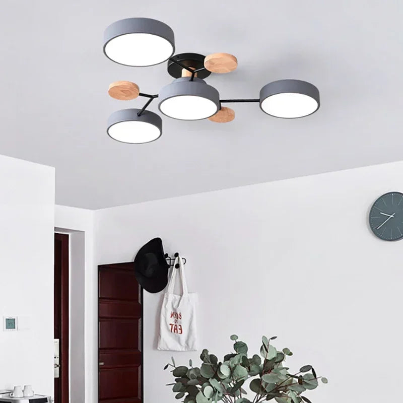 plafonnier LED en bois design nordique pour intérieur élégant - vue 4 sur 22