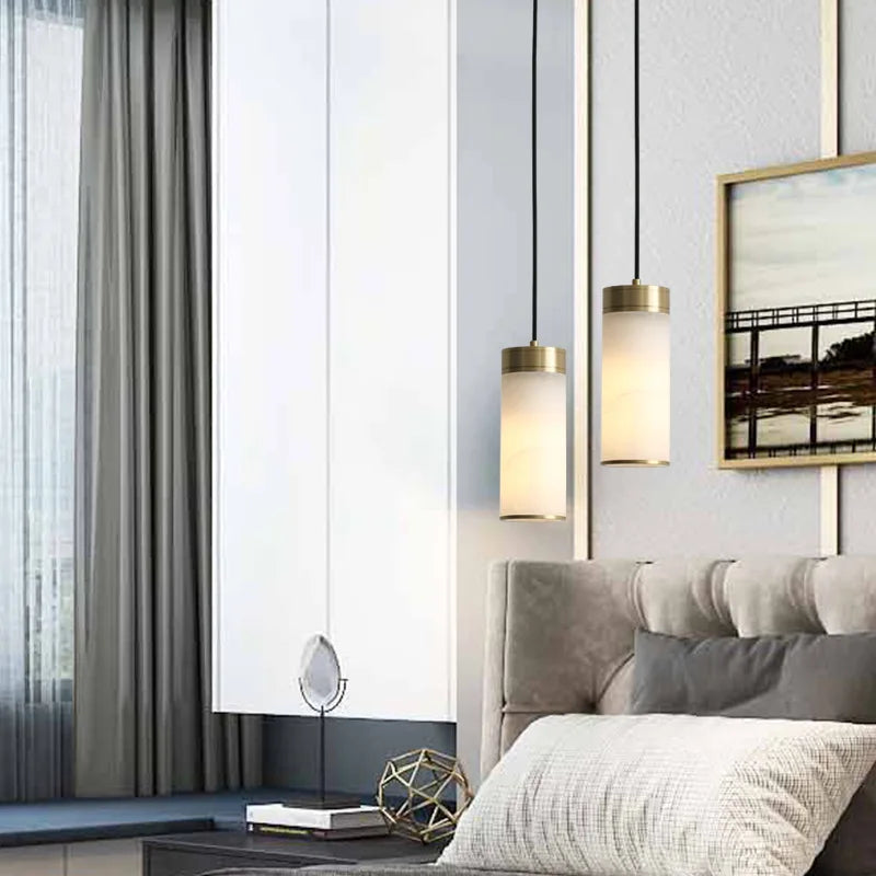 suspension rétro en cuivre avec abat-jour en marbre pour intérieur et jardin - vue 5 sur 9