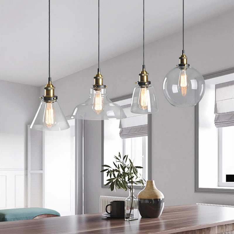 suspension vintage nordique en verre industriel pour bar
