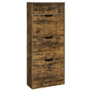Shoe Cabinet with 3 Hinged Doors, Open Compartment, Adjustable Divider, 14 to 18 Pairs, 24 x 60 x 139 cm, Brown
