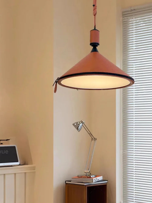 modern minimalist pendant light in luxury leather - vue 5 sur 18
