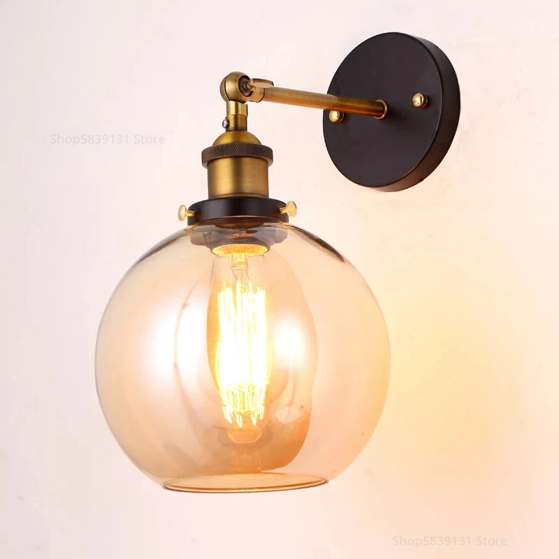 applique murale industrielle vintage style loft en fer et verre