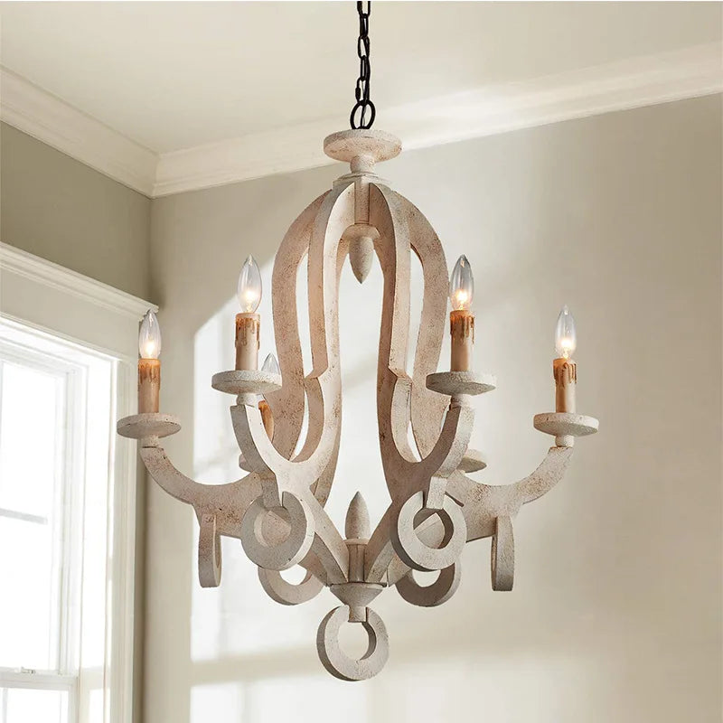 lustre vintage en bois massif style américain pour divers espaces - vue 5 sur 7