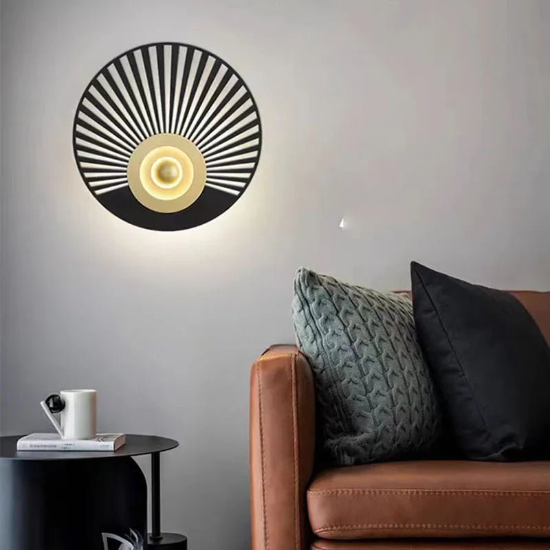 applique murale led art déco ronde en métal pour restaurant - vue 3 sur 12