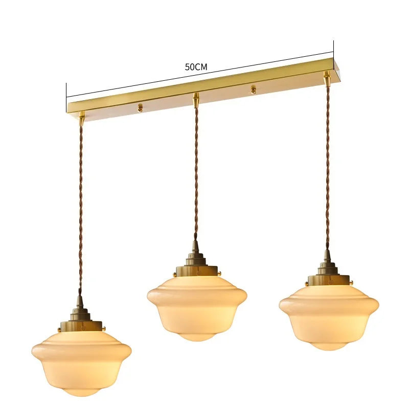 Suspension nordique moderne douille en cuivre abat-jour en verre blanc chambre salon suspension LED luminaires - vue 21 sur 30