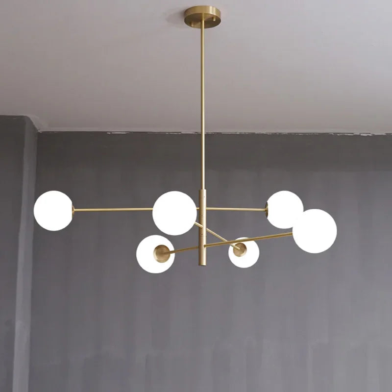lustre nordique en cuivre avec verre créatif et haricot magique - vue 6 sur 12