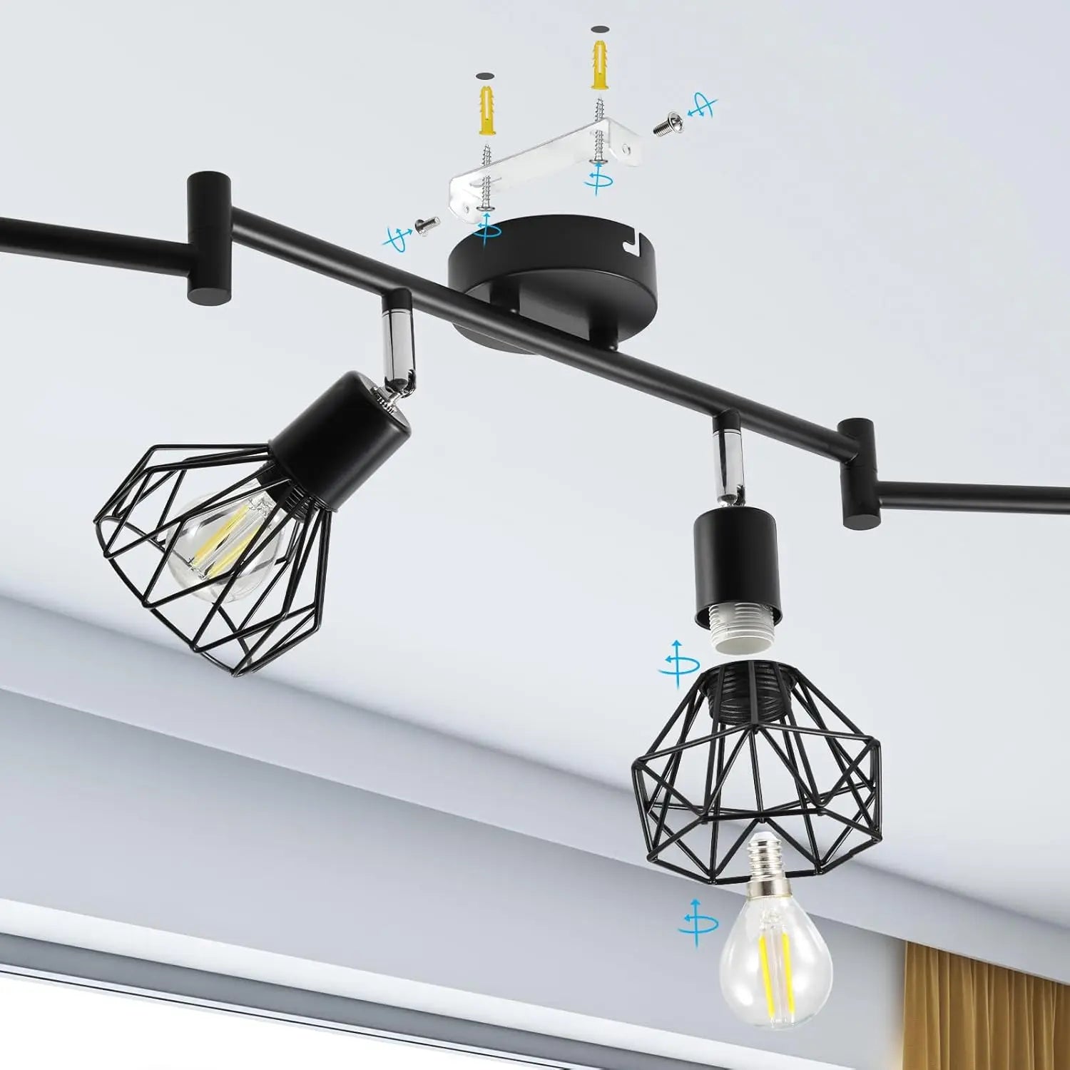 LED E14 ceiling light rotating 350 °, spotlight wall light, suitable for kitchen, living room, bedroom LED wall lights - vue 4 sur 7