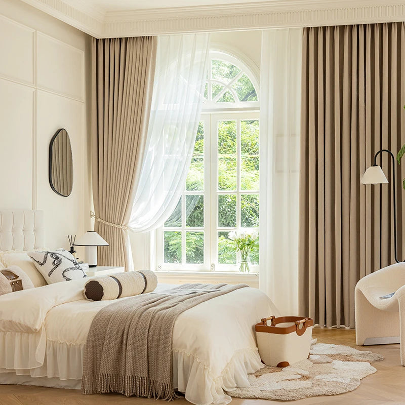 Rideau occultant style minimaliste plissé pour salon chambre