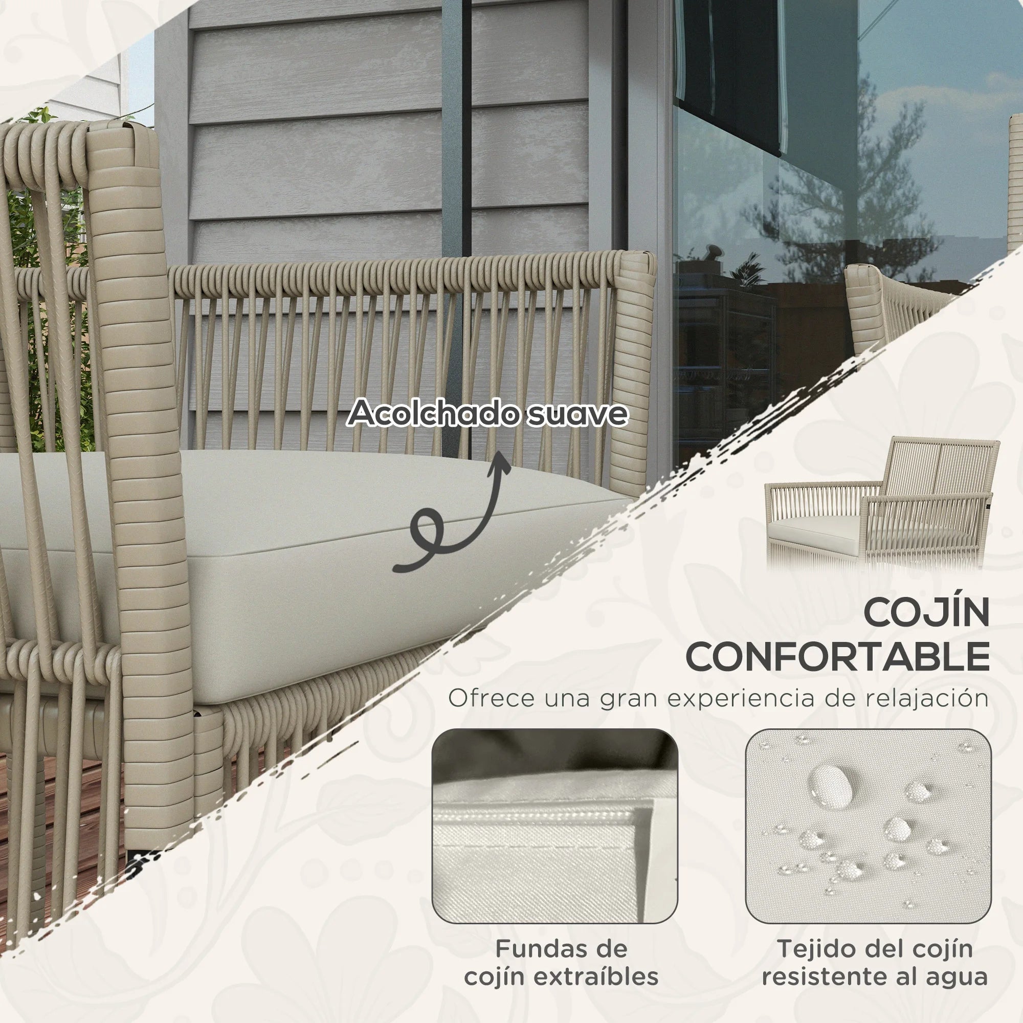 ensemble de meubles de jardin en rotin 4 pièces - vue 7 sur 6