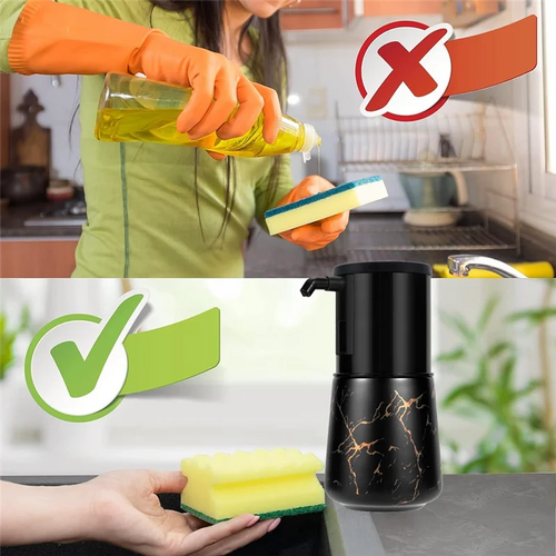 Automatic Soap Dispenser Kitchen, Foaming Soap Dispenser Bathroom, Foam Soap Dispenser Touchless for Bathroom Black - vue 4 sur 6