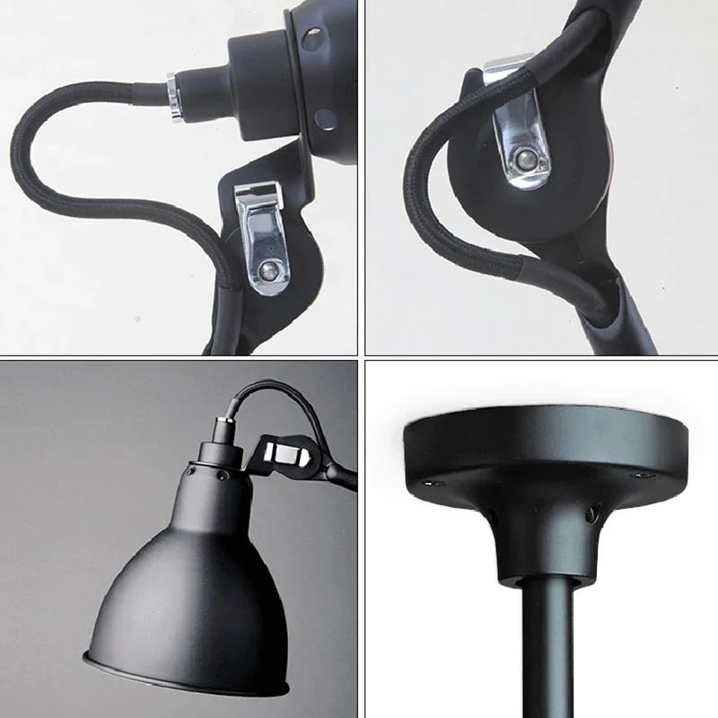 lampes suspendues rotatives style américain en métal pour lecture