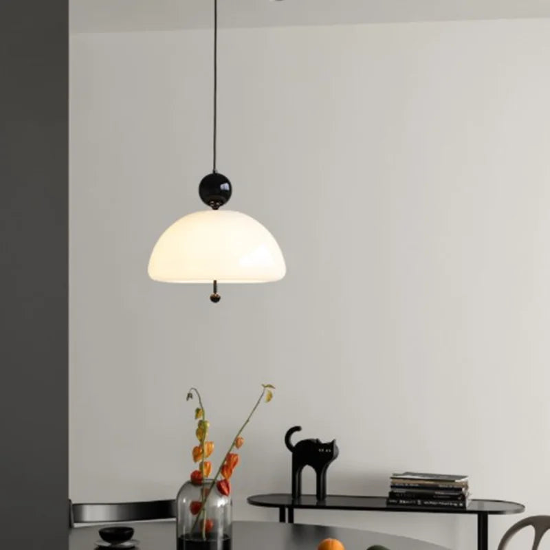 lampe led suspendue esthétique en verre champignon nordique - vue 5 sur 11