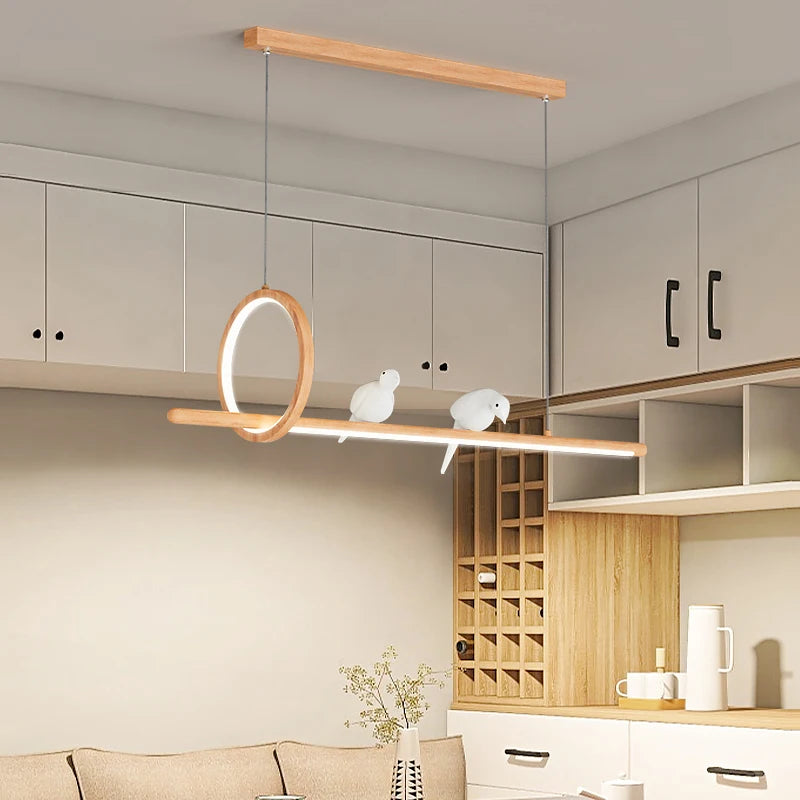 suspension led en bois massif style nordique tatami - vue 4 sur 11