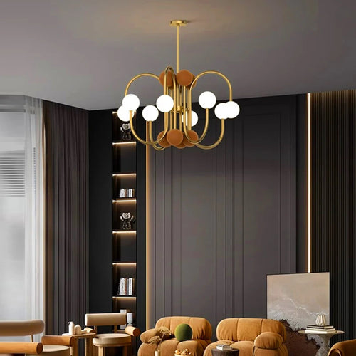 Suspension moderne led design dorée - vue 5 sur 6