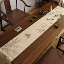 Nappe style chinois motif oiseaux et bambou encre