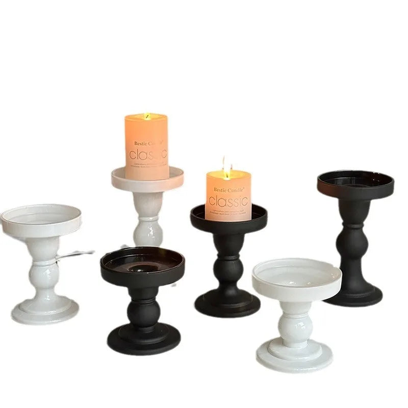 Roman Candle Holder, Retro Black Glass Ornament, Candle Aromatherapy Pedestal, French Home Atmosphere Decoration - vue 5 sur 8