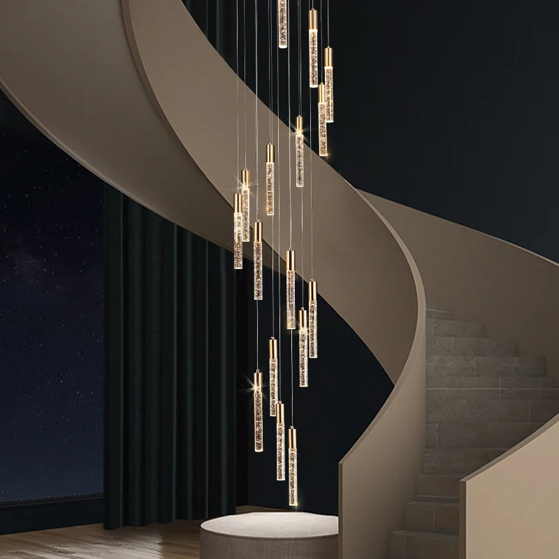 Lustre en cristal design cylindrique - vue 4 sur 12