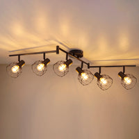 Plafonnier LED 6 voies rotatif - Lumières noires/blanches - Luminaires de plafond - Cage métallique pour plafond E14 - Spot de plafond