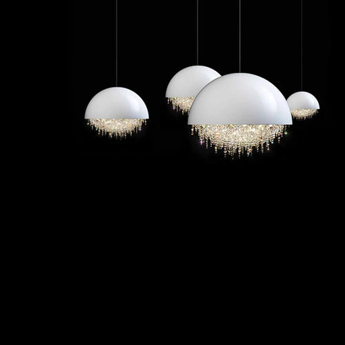 suspension chic en métal et cristal design moderne unique - vue 2 sur 18
