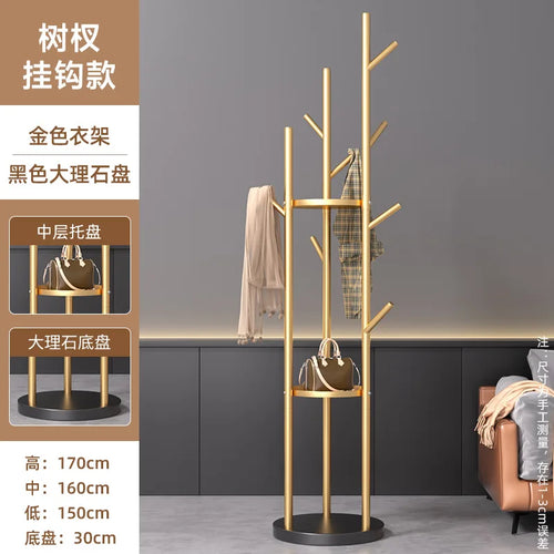 Marble Metal Clothes Coat Rack Clothing Rack Stand 3 Storage Shelves and Hooks, Enterway Hall Tree for Hanging Jackets, Hats,Bag - vue 7 sur 6