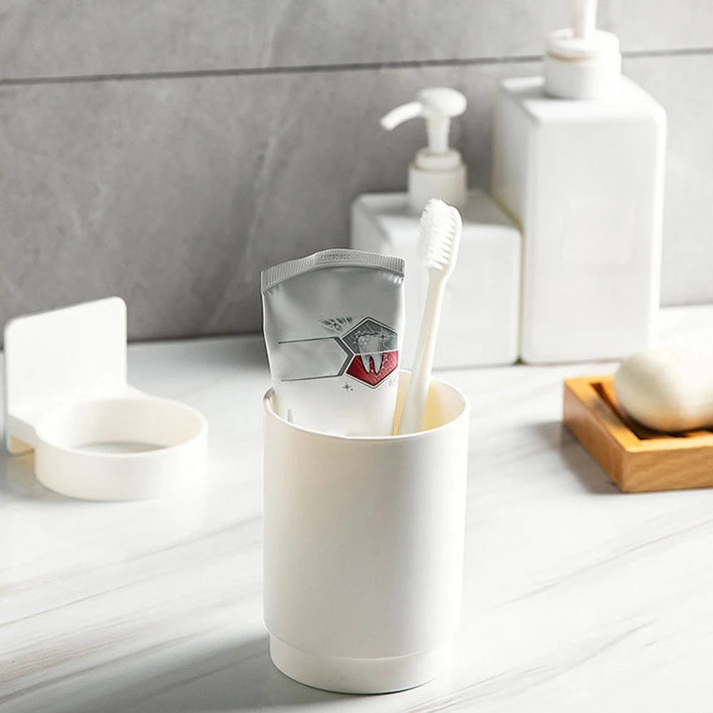 porte-brosse à dents mural sans perçage pour salle de bain rangement pratique - vue 5 sur 8