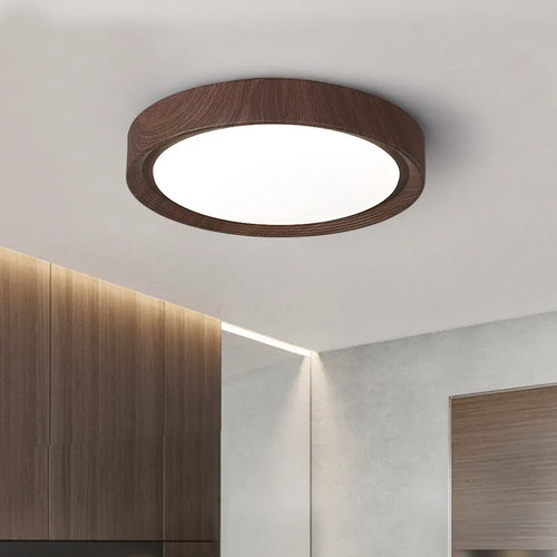 lampe circulaire simple style nordique grain de bois éclairage entrée balcon porche
