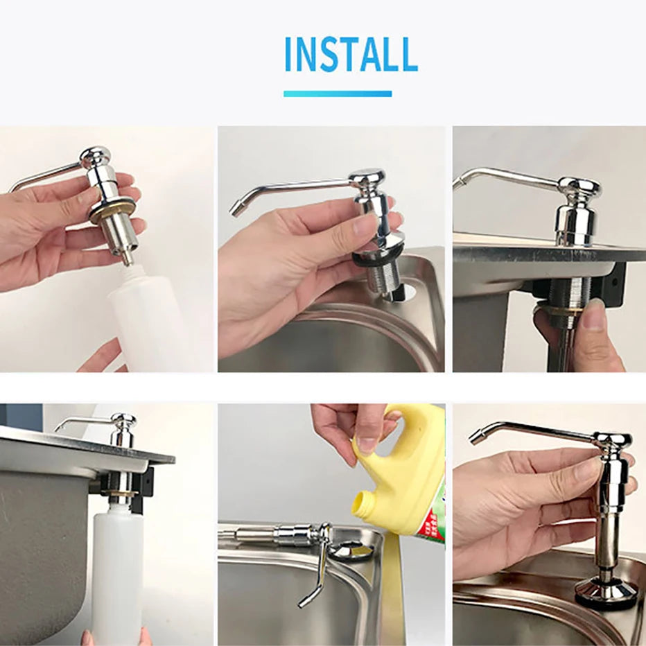 distributeur de savon inox rechargeable pour cuisine - vue 10 sur 14
