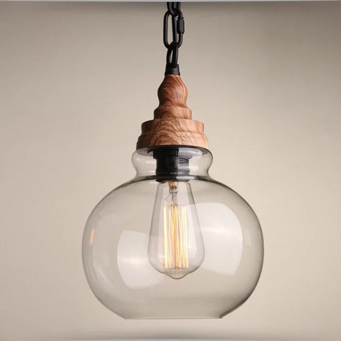 edison luminaire suspendu vintage en verre bois et fer - vue 10 sur 9