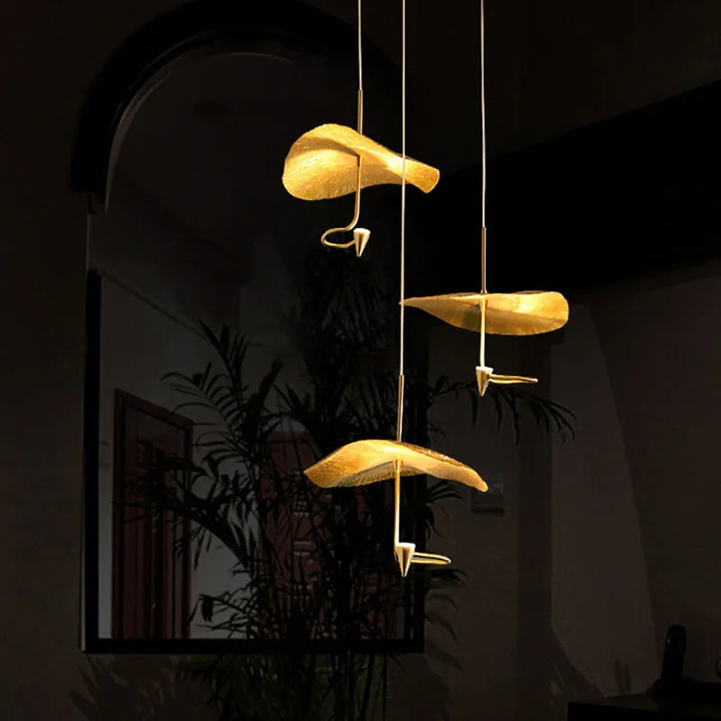 lustre led art déco en cuivre avec fil réglable