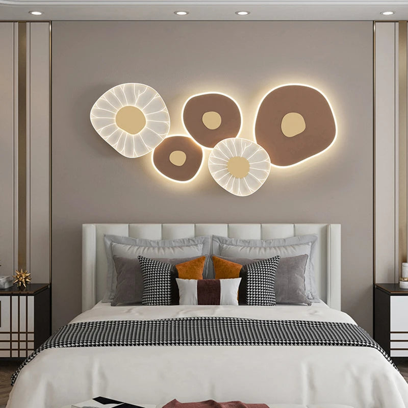 applique murale led feuille de lotus 3 luminaires gradation variable décoration artistique - vue 4 sur 7