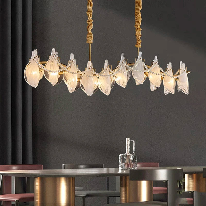 lustre en verre dépoli créatif design moderne élégant en perles - vue 5 sur 10