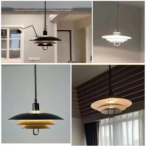 Modern adjustable pendant light with adjustable lifting and telescopic capabilities, dining room, living room, indoor decoration - vue 7 sur 12