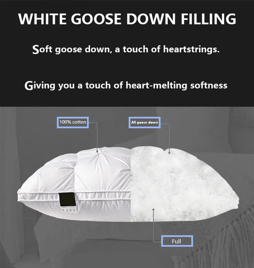 Five-star hotel down comfort pillow, 3D embossed pillow, neck support pillow, white goose down pillow core - vue 4 sur 7