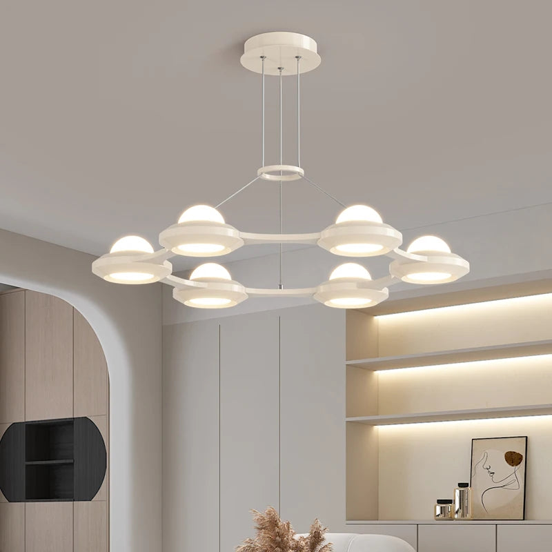 lustre moderne minimaliste trois têtes style crème italienne - vue 7 sur 12