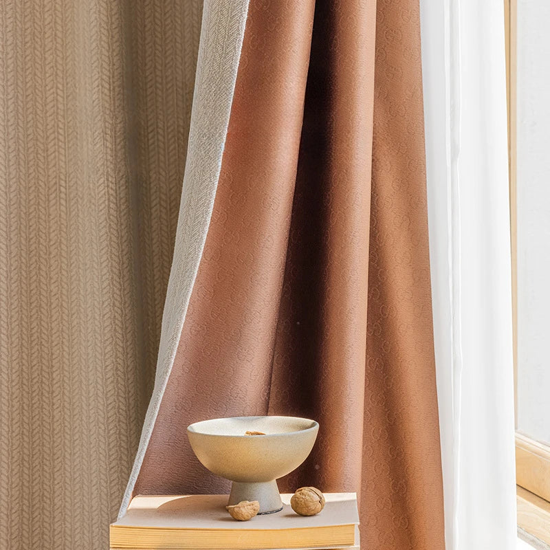 Rideau occultant motif feuilles style moderne salon chambre - vue 6 sur 12