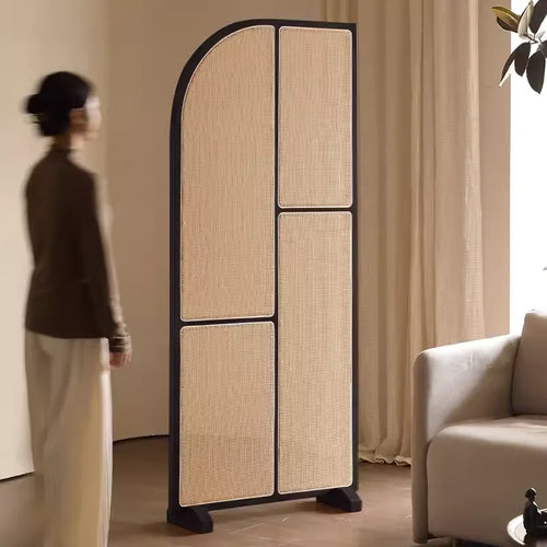 Japanese-style solid wood rattan screen partition is opposite the door to the home, living room entrance is blocked, and mobile - vue 20 sur 29